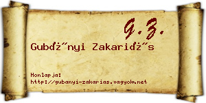 Gubányi Zakariás névjegykártya